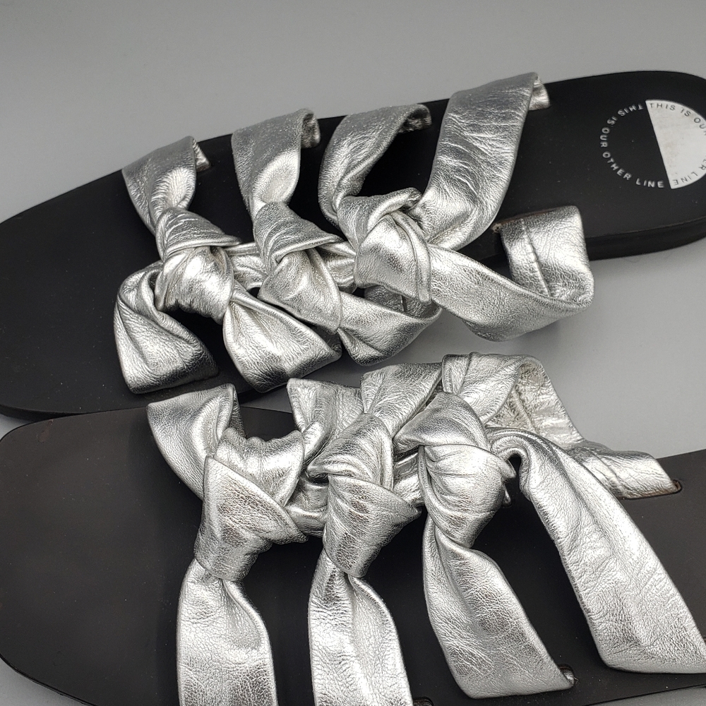 This is Our Other Line Metallic Silver Slip on Sandals - Picture 5 of 9